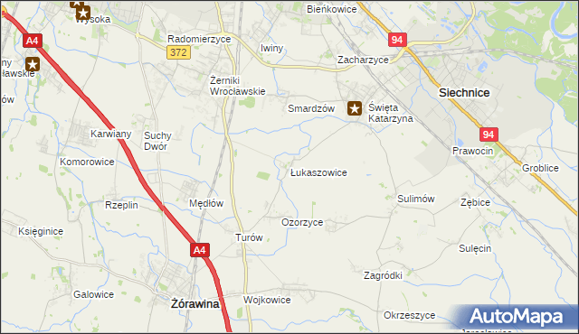 mapa Łukaszowice, Łukaszowice na mapie Targeo