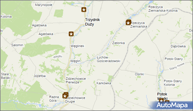 mapa Łychów Gościeradowski, Łychów Gościeradowski na mapie Targeo
