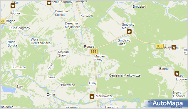 mapa Majdan Nowy, Majdan Nowy na mapie Targeo