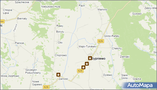 mapa Majki-Tykiewki, Majki-Tykiewki na mapie Targeo