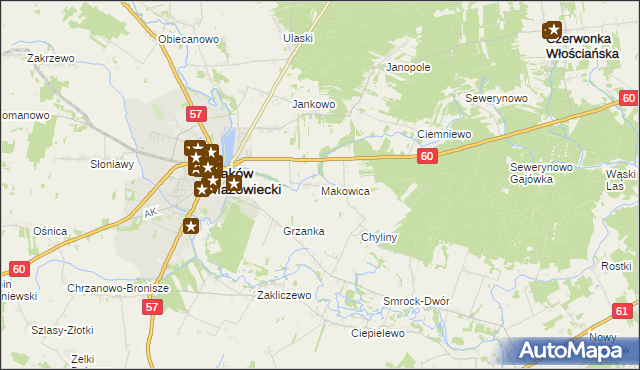 mapa Makowica gmina Szelków, Makowica gmina Szelków na mapie Targeo