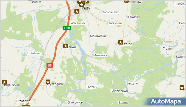 mapa Makowice gmina Płoty, Makowice gmina Płoty na mapie Targeo