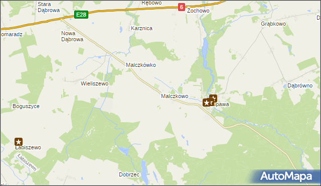 mapa Malczkowo, Malczkowo na mapie Targeo