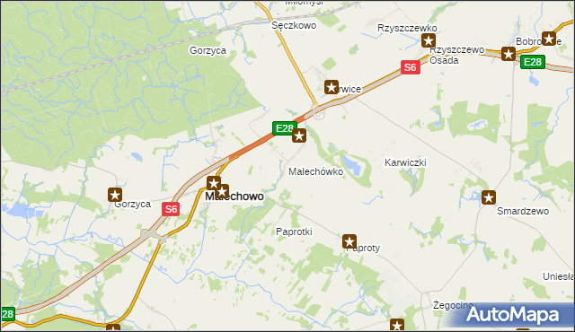 mapa Malechówko, Malechówko na mapie Targeo