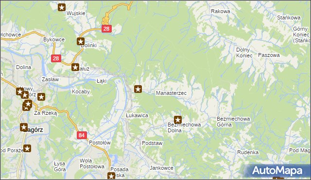 mapa Manasterzec, Manasterzec na mapie Targeo