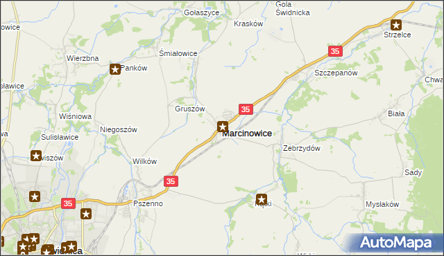 mapa Marcinowice powiat świdnicki, Marcinowice powiat świdnicki na mapie Targeo