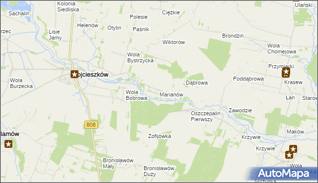 mapa Marianów gmina Wojcieszków, Marianów gmina Wojcieszków na mapie Targeo