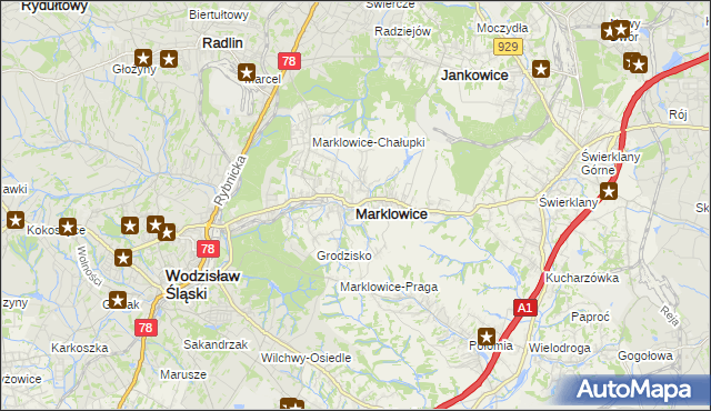 mapa Marklowice, Marklowice na mapie Targeo