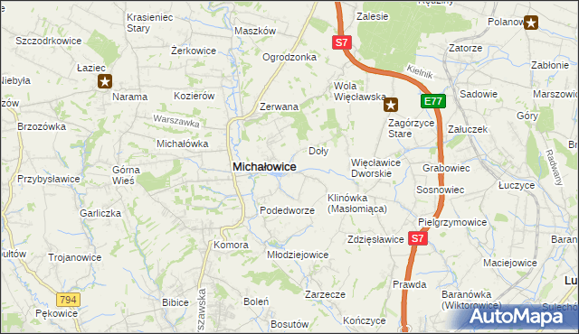 mapa Masłomiąca, Masłomiąca na mapie Targeo