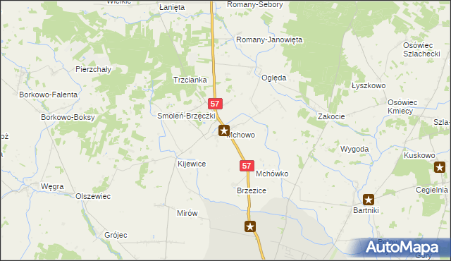 mapa Mchowo gmina Przasnysz, Mchowo gmina Przasnysz na mapie Targeo
