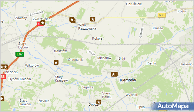 mapa Michałów gmina Klembów, Michałów gmina Klembów na mapie Targeo