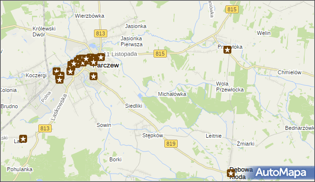 mapa Michałówka gmina Parczew, Michałówka gmina Parczew na mapie Targeo