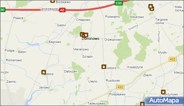 mapa Michałowo gmina Dominowo, Michałowo gmina Dominowo na mapie Targeo