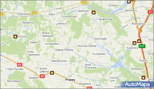 mapa Michrów-Stefów gmina Pniewy, Michrów-Stefów gmina Pniewy na mapie Targeo