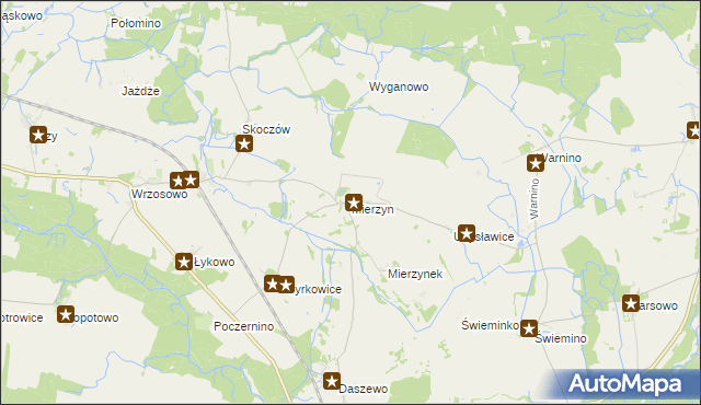 mapa Mierzyn gmina Karlino, Mierzyn gmina Karlino na mapie Targeo