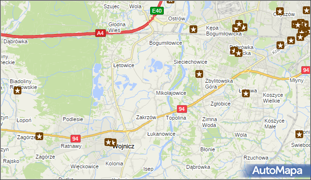 mapa Mikołajowice gmina Wierzchosławice, Mikołajowice gmina Wierzchosławice na mapie Targeo