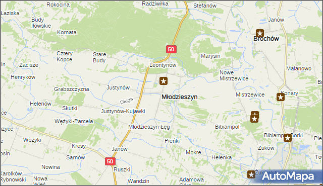mapa Młodzieszyn, Młodzieszyn na mapie Targeo