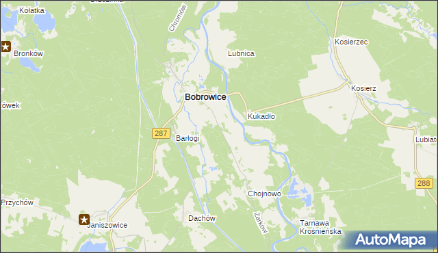 mapa Młyniec gmina Bobrowice, Młyniec gmina Bobrowice na mapie Targeo