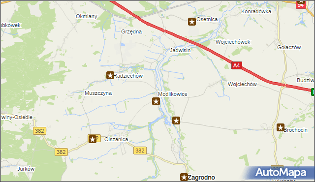 mapa Modlikowice, Modlikowice na mapie Targeo