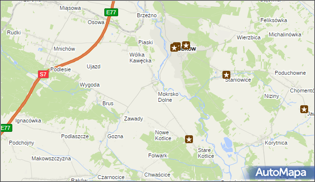 mapa Mokrsko Dolne, Mokrsko Dolne na mapie Targeo