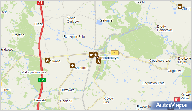 mapa Morzeszczyn, Morzeszczyn na mapie Targeo