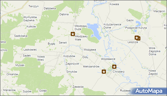 mapa Mozgawa, Mozgawa na mapie Targeo