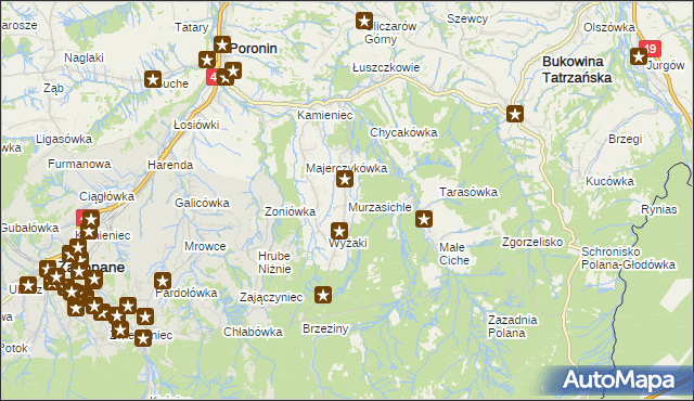 mapa Murzasichle, Murzasichle na mapie Targeo