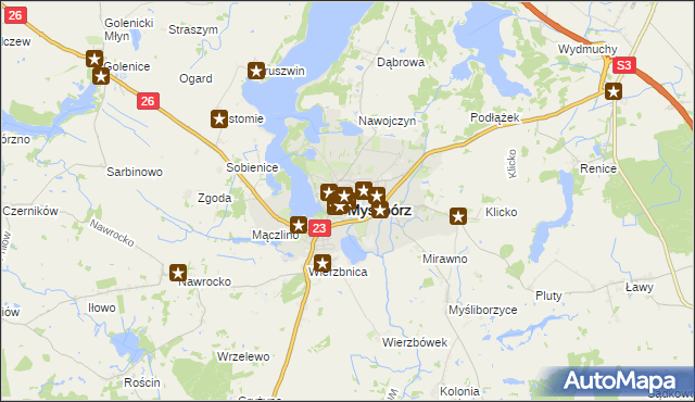 mapa Myślibórz, Myślibórz na mapie Targeo
