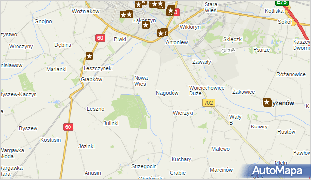 mapa Nagodów gmina Kutno, Nagodów gmina Kutno na mapie Targeo