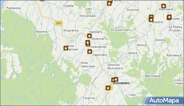 mapa Nagórzany, Nagórzany na mapie Targeo