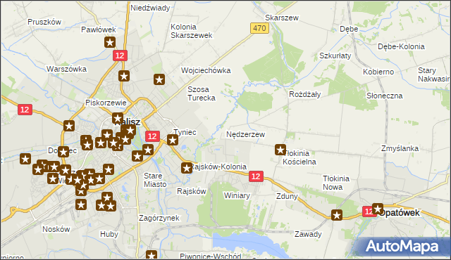 mapa Nędzerzew gmina Opatówek, Nędzerzew gmina Opatówek na mapie Targeo
