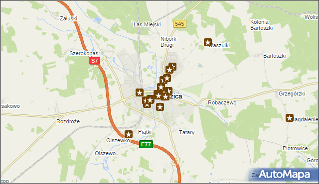 mapa Nidzica, Nidzica na mapie Targeo