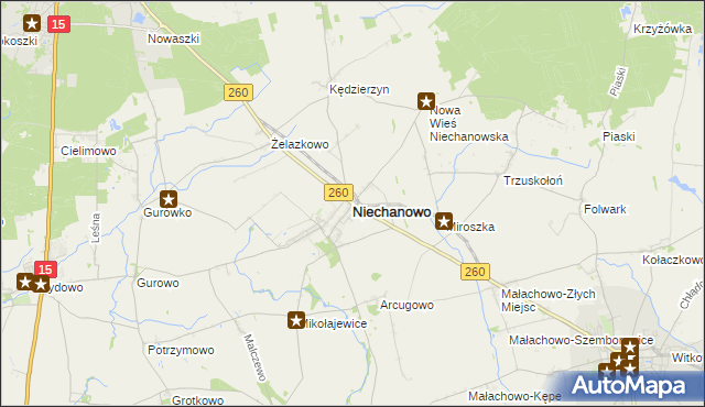 mapa Niechanowo, Niechanowo na mapie Targeo