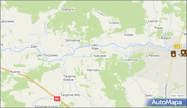 mapa Nieciece, Nieciece na mapie Targeo
