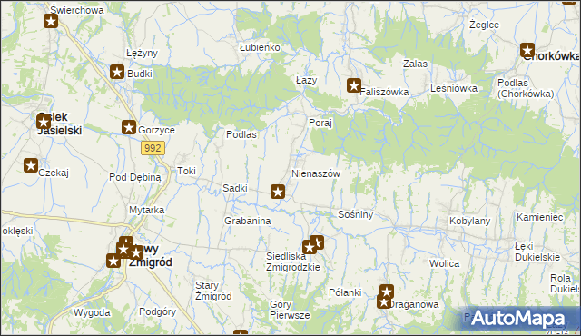 mapa Nienaszów, Nienaszów na mapie Targeo