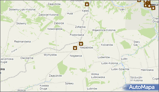 mapa Niezabitów, Niezabitów na mapie Targeo