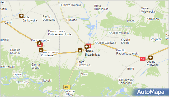 mapa Nowa Brzeźnica, Nowa Brzeźnica na mapie Targeo