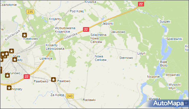 mapa Nowa Cerkiew gmina Chojnice, Nowa Cerkiew gmina Chojnice na mapie Targeo