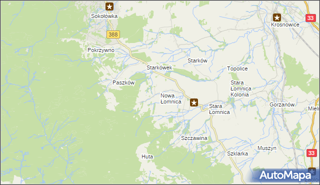 mapa Nowa Łomnica, Nowa Łomnica na mapie Targeo