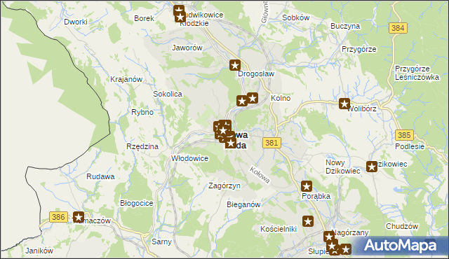 mapa Nowa Ruda powiat kłodzki, Nowa Ruda powiat kłodzki na mapie Targeo