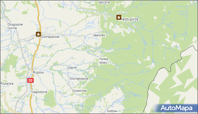 mapa Nowa Wieś gmina Międzylesie, Nowa Wieś gmina Międzylesie na mapie Targeo