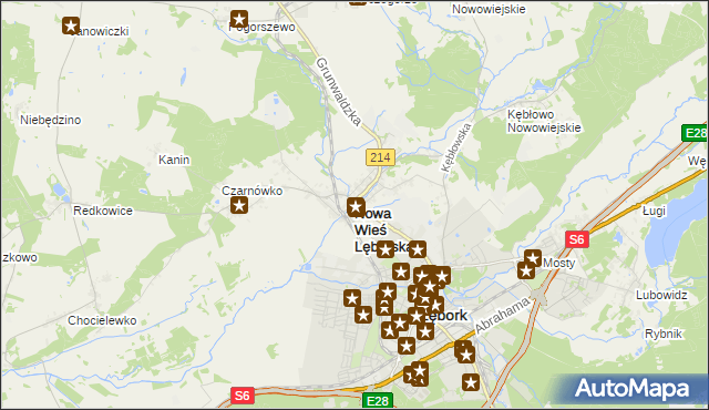 mapa Nowa Wieś Lęborska, Nowa Wieś Lęborska na mapie Targeo