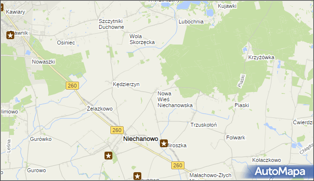 mapa Nowa Wieś Niechanowska, Nowa Wieś Niechanowska na mapie Targeo