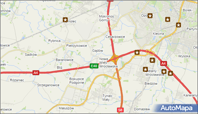 mapa Nowa Wieś Wrocławska, Nowa Wieś Wrocławska na mapie Targeo