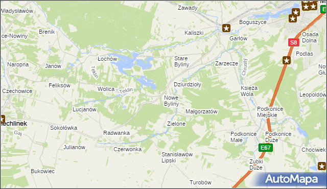 mapa Nowe Byliny, Nowe Byliny na mapie Targeo