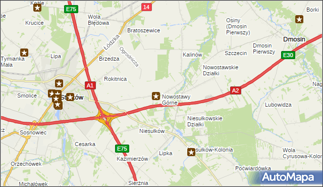 mapa Nowostawy Górne, Nowostawy Górne na mapie Targeo