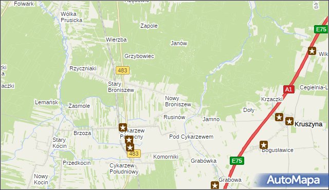 mapa Nowy Broniszew, Nowy Broniszew na mapie Targeo