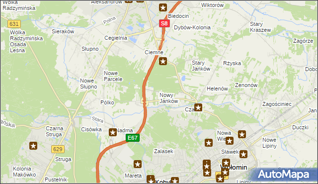 mapa Nowy Janków, Nowy Janków na mapie Targeo