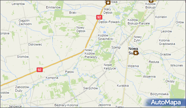 mapa Nowy Kozłów Drugi, Nowy Kozłów Drugi na mapie Targeo