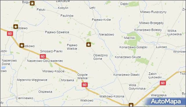 mapa Obiedzino Górne, Obiedzino Górne na mapie Targeo
